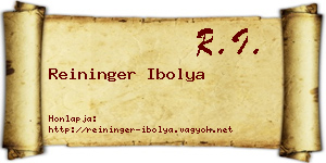 Reininger Ibolya névjegykártya